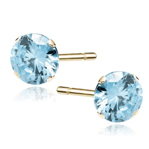 Cercei argint placati cu aur galben cu pietre 7mm bleu DiAmanti 1CO7EG_AQ-DIA